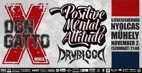 Don Gatto, PMA - Positive Mental Attitude és Dryblood koncertek a Nyolcas Műhelyben